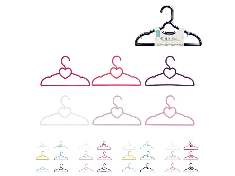 Set mit 6 Kleiderbügeln BAMBINI rosa