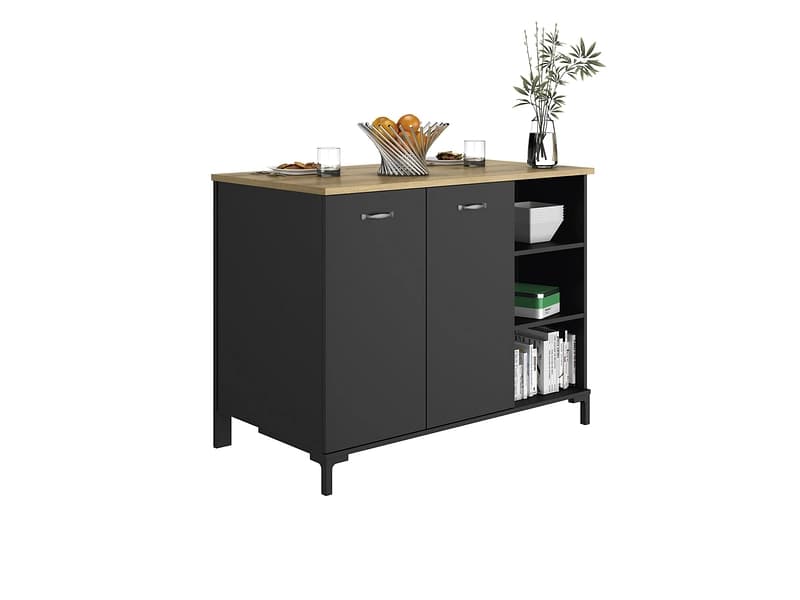 Kücheninsel MANCHESTER Spanplatte schwarz 120x60x93cm