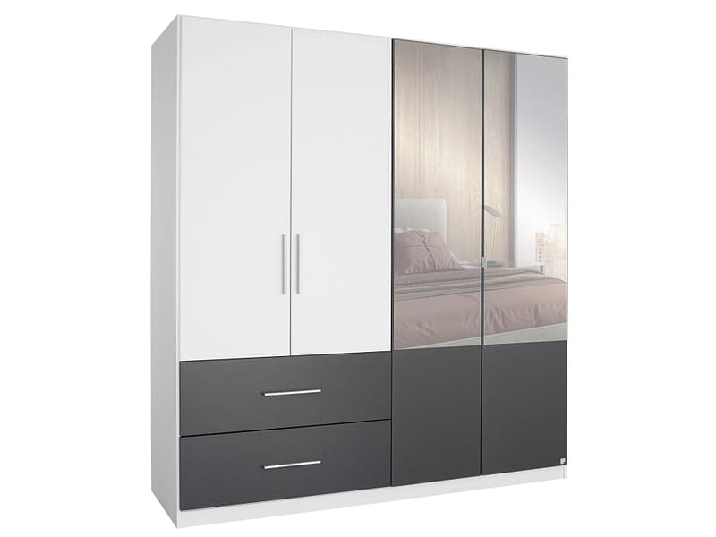 Drehtürenschrank WILLOW weiss 4 Türen 2 Schubladen