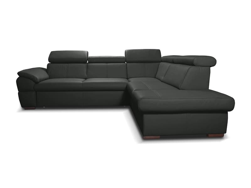 Ecksofa TOWN Echtleder / Synthetisches Leder schwarz