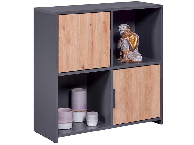 Bibliothek MODULO 77x30x77cm 4 Fächer anthrazit