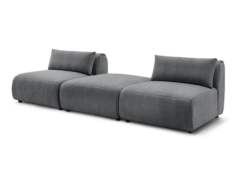 3er Sofa BOBOCHIC JEANNE Stoff mit Textur dunkelgrau