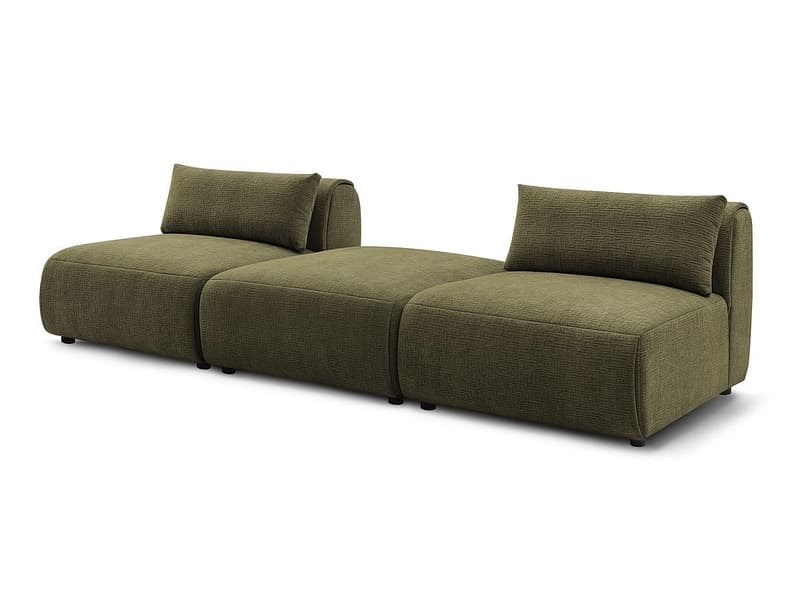 3er Sofa BOBOCHIC JEANNE Stoff mit Textur grün