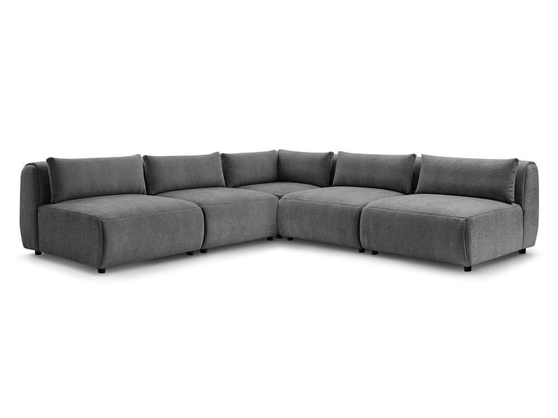 Ecksofa BOBOCHIC JEANNE Stoff mit Textur dunkelgrau