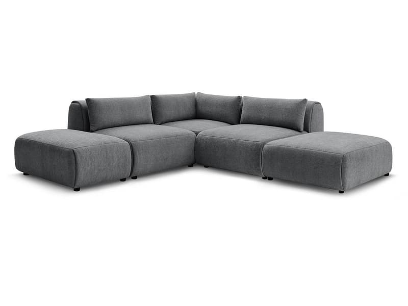 Ecksofa BOBOCHIC JEANNE Stoff mit Textur dunkelgrau