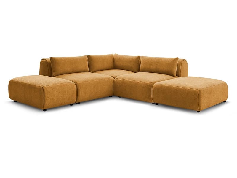 Ecksofa BOBOCHIC JEANNE Stoff mit Textur gelb