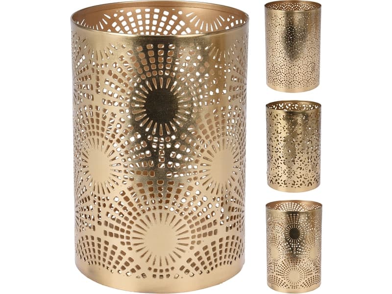 Windlicht PEPE 10 cm x 15 cm Eisen goldfarben