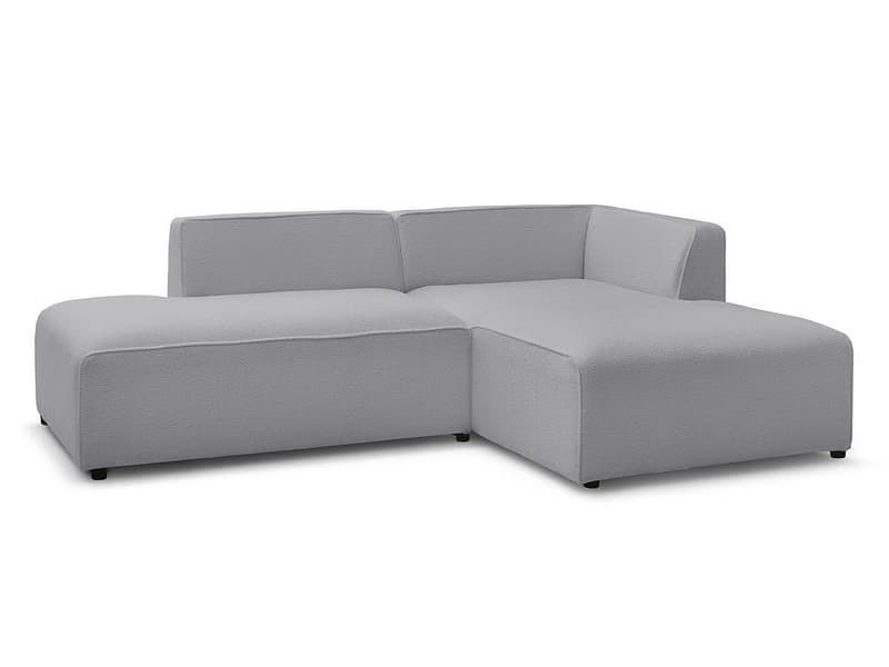 Ecksofa BOBOCHIC MEGEVE Boucle-Stoff hellgrau