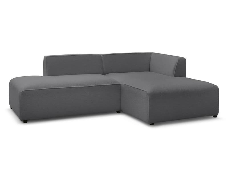 Ecksofa BOBOCHIC MEGEVE Boucle-Stoff dunkelgrau