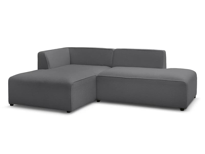 Ecksofa BOBOCHIC MEGEVE Boucle-Stoff dunkelgrau