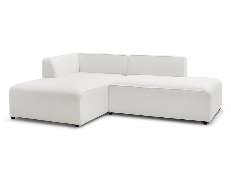 Ecksofa BOBOCHIC MEGEVE Boucle-Stoff weiss