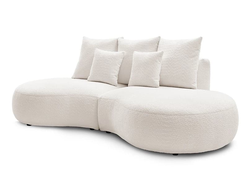 3er Sofa BOBOCHIC SAINT-GERMAIN Boucle-Stoff weiss