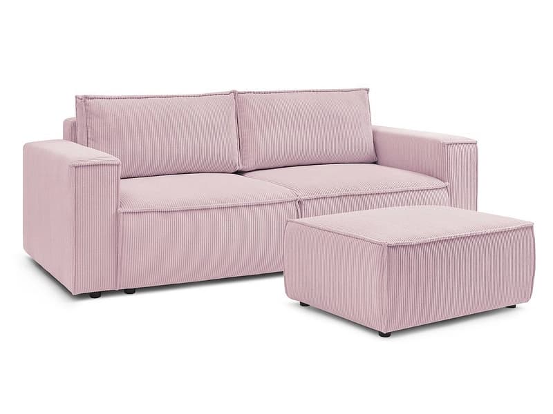 3er Sofa mit Hocker BOBOCHIC NIHAD Cord-Stoff violett