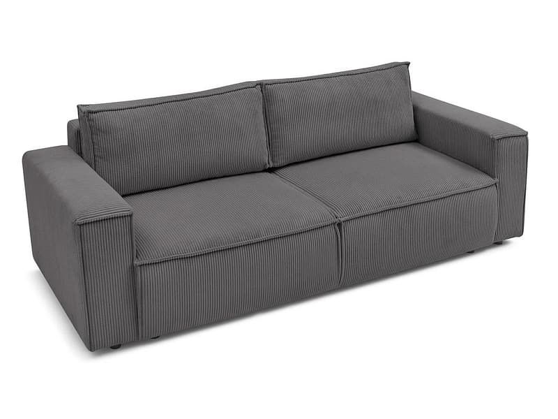 3er Sofa BOBOCHIC NIHAD Cord-Stoff dunkelgrau