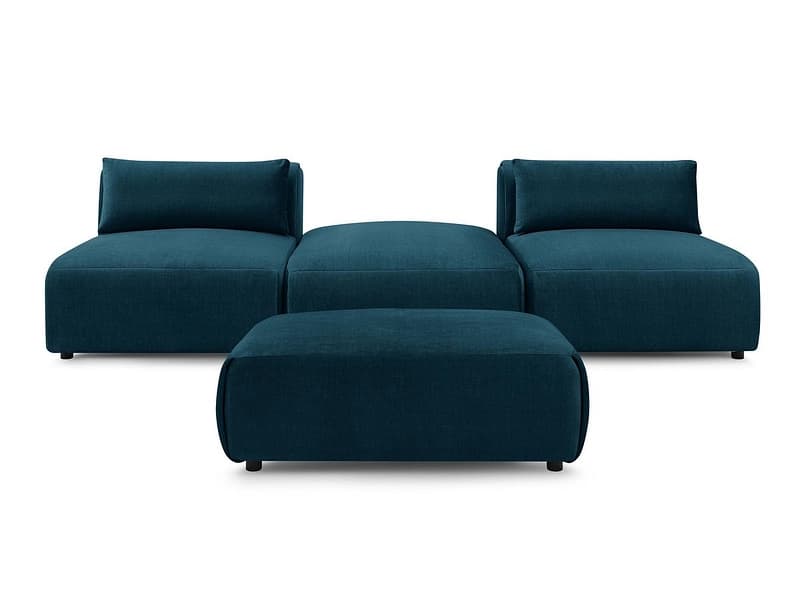 3er Sofa mit Hocker BOBOCHIC JEANNE Samt dunkelblau