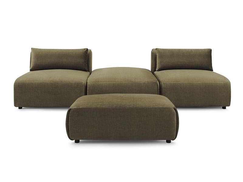 3er Sofa mit Hocker BOBOCHIC JEANNE Samt grün