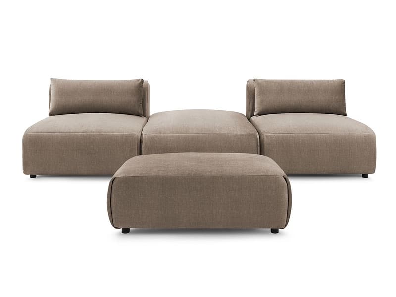 3er Sofa mit Hocker BOBOCHIC JEANNE Samt taupe
