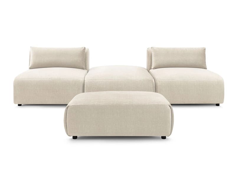 3er Sofa mit Hocker BOBOCHIC JEANNE Samt beige