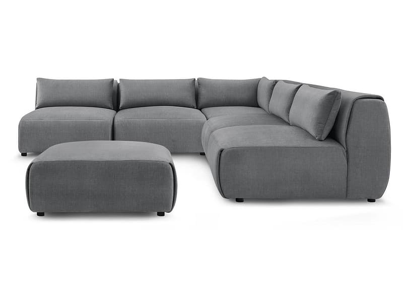 Ecksofa mit Hocker BOBOCHIC JEANNE Samt dunkelgrau