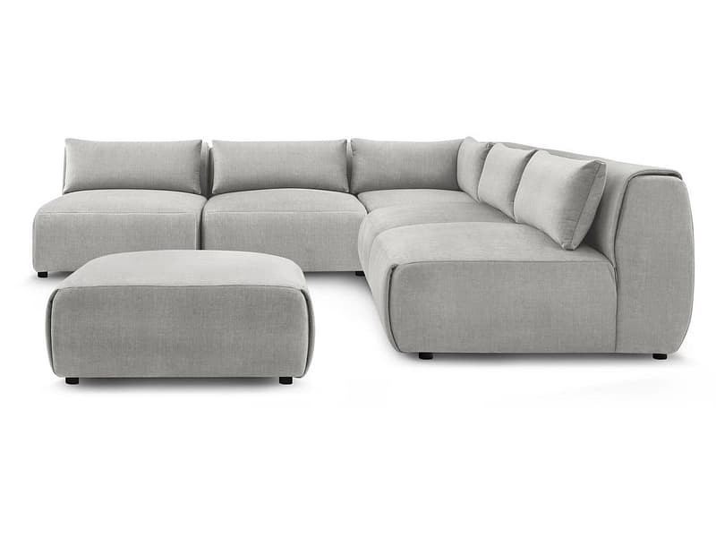 Ecksofa mit Hocker BOBOCHIC JEANNE Samt hellgrau
