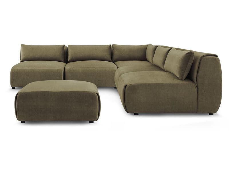 Ecksofa mit Hocker BOBOCHIC JEANNE Samt grün