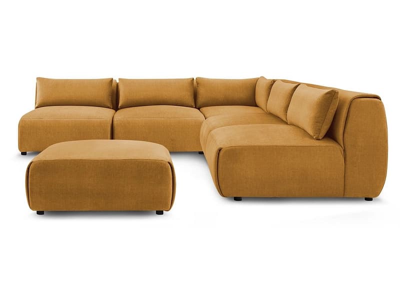 Ecksofa mit Hocker BOBOCHIC JEANNE Samt gelb