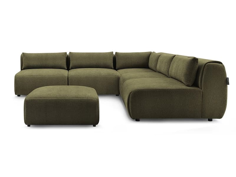 Ecksofa mit Hocker BOBOCHIC JEANNE Stoff mit Textur grün