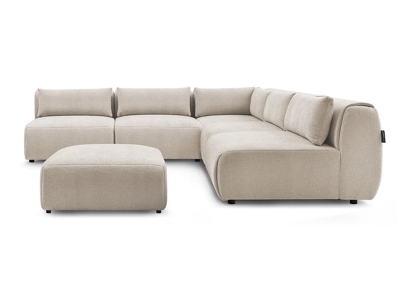 Ecksofa mit Hocker BOBOCHIC JEANNE Stoff mit Textur beige