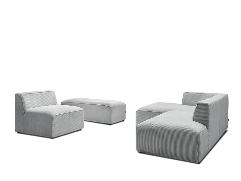 Ecksofa BOBOCHIC MEGEVE Cord-Stoff hellgrau