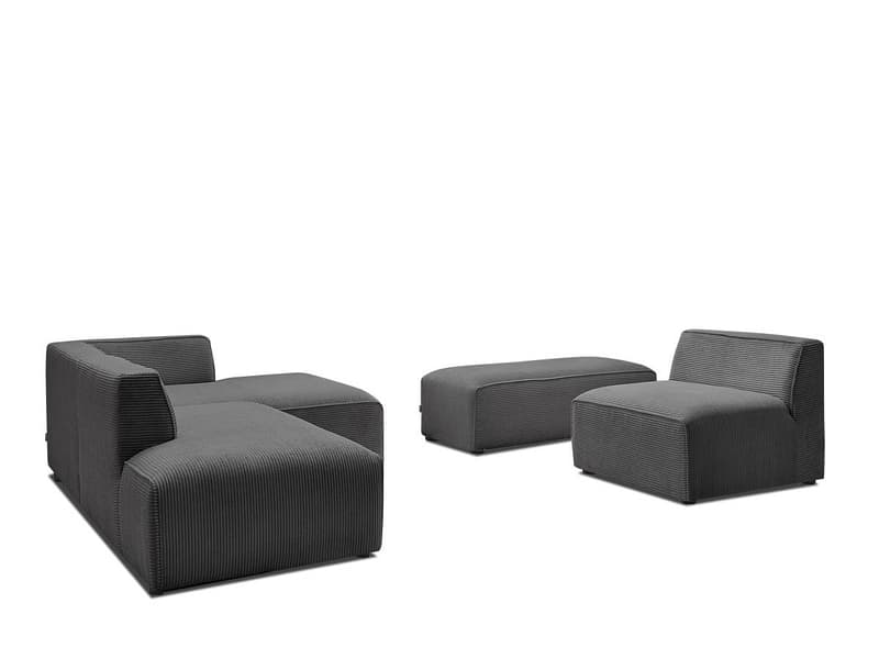 Ecksofa BOBOCHIC MEGEVE Cord-Stoff dunkelgrau