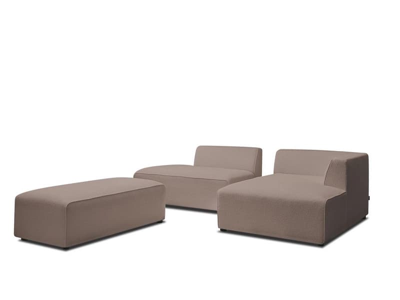 Ecksofa mit Hocker BOBOCHIC MEGEVE Boucle-Stoff rotbraun