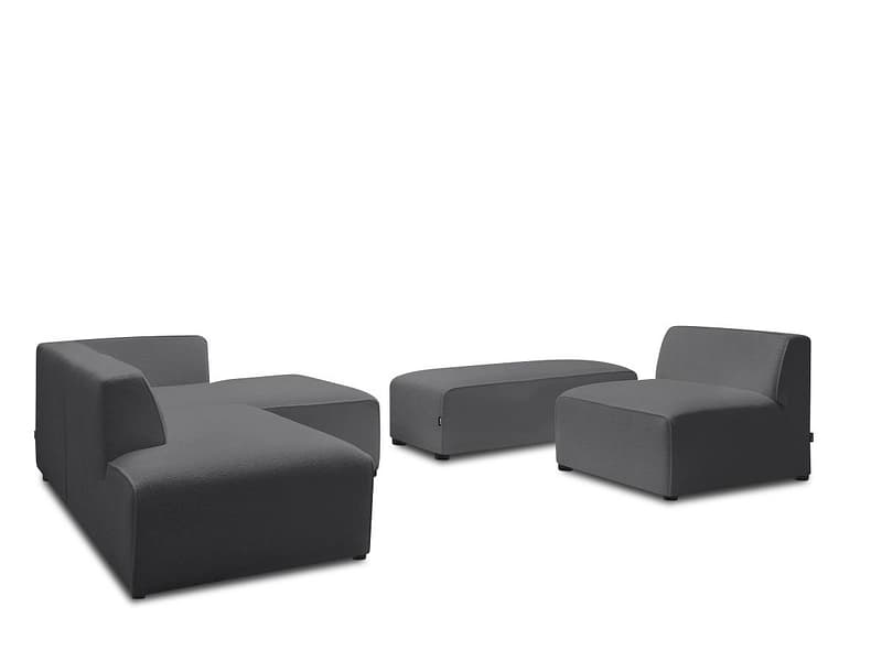 Ecksofa mit Hocker BOBOCHIC MEGEVE Boucle-Stoff dunkelgrau