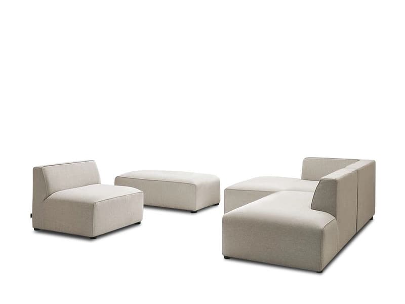 Ecksofa mit Hocker BOBOCHIC MEGEVE Stoff chiniert beige