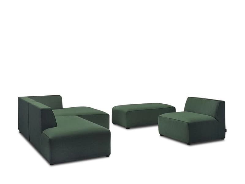 Ecksofa mit Hocker BOBOCHIC MEGEVE Stoff chiniert grün