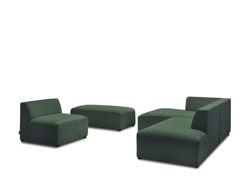 Ecksofa mit Hocker BOBOCHIC MEGEVE Stoff chiniert grün