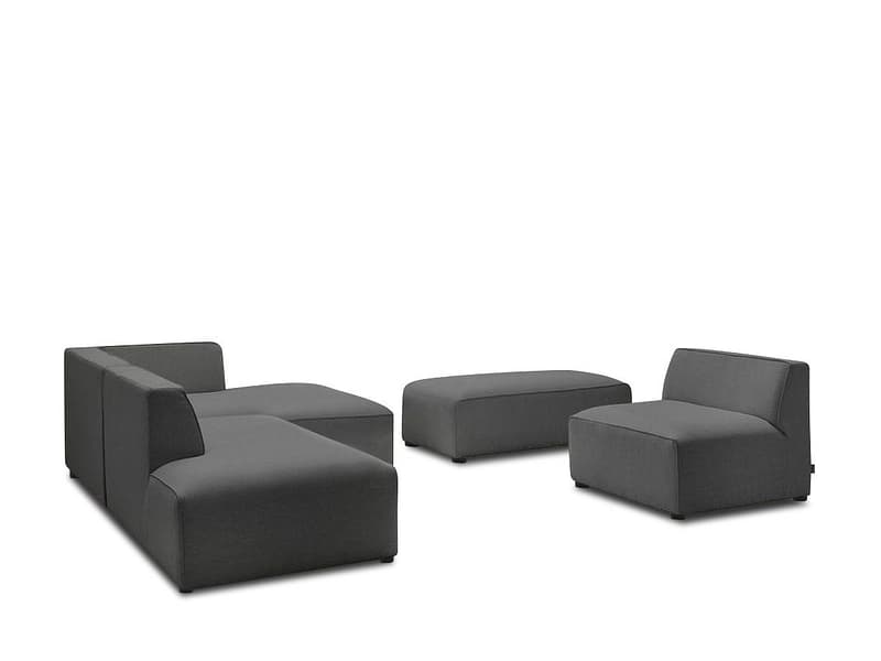 Ecksofa mit Hocker BOBOCHIC MEGEVE Stoff chiniert dunkelgrau