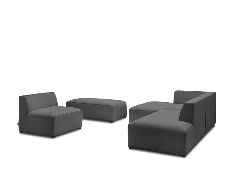 Ecksofa mit Hocker BOBOCHIC MEGEVE Stoff chiniert dunkelgrau