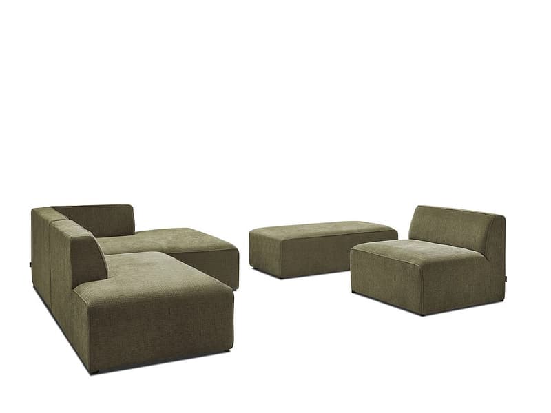 Sofa mit Hocker BOBOCHIC MEGEVE Stoff mit Textur grün