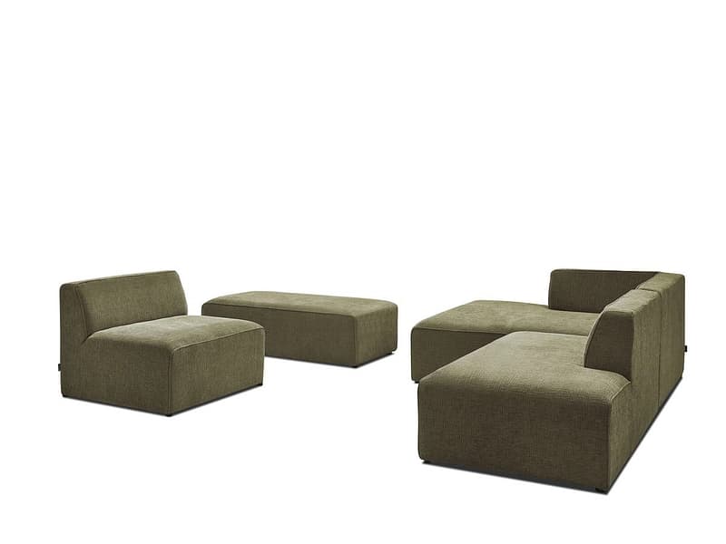 Sofa mit Hocker BOBOCHIC MEGEVE Stoff mit Textur grün