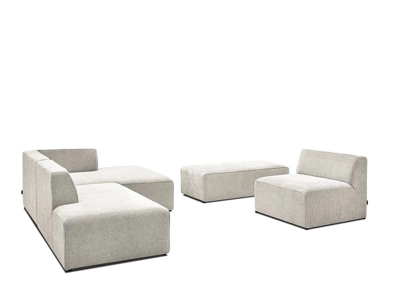 Sofa mit Hocker BOBOCHIC MEGEVE Stoff mit Textur beige