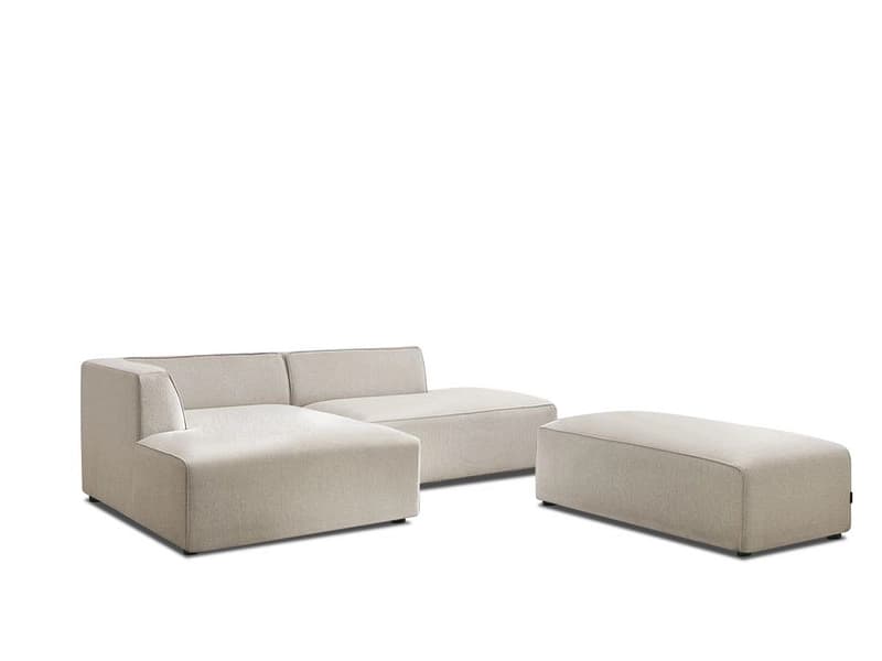 Ecksofa mit Hocker BOBOCHIC MEGEVE Stoff chiniert beige