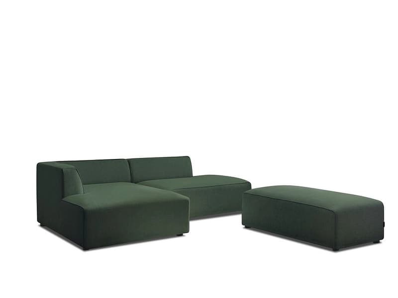 Ecksofa mit Hocker BOBOCHIC MEGEVE Stoff chiniert grün