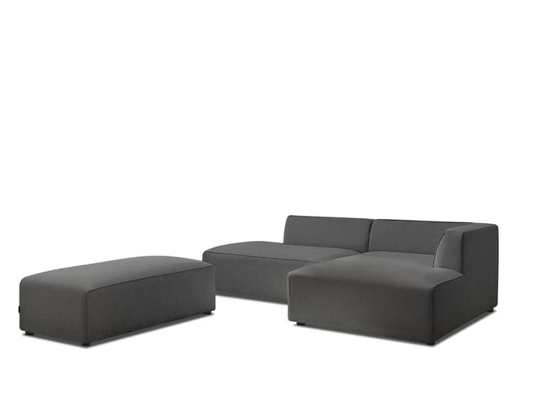 Ecksofa mit Hocker BOBOCHIC MEGEVE Stoff chiniert dunkelgrau