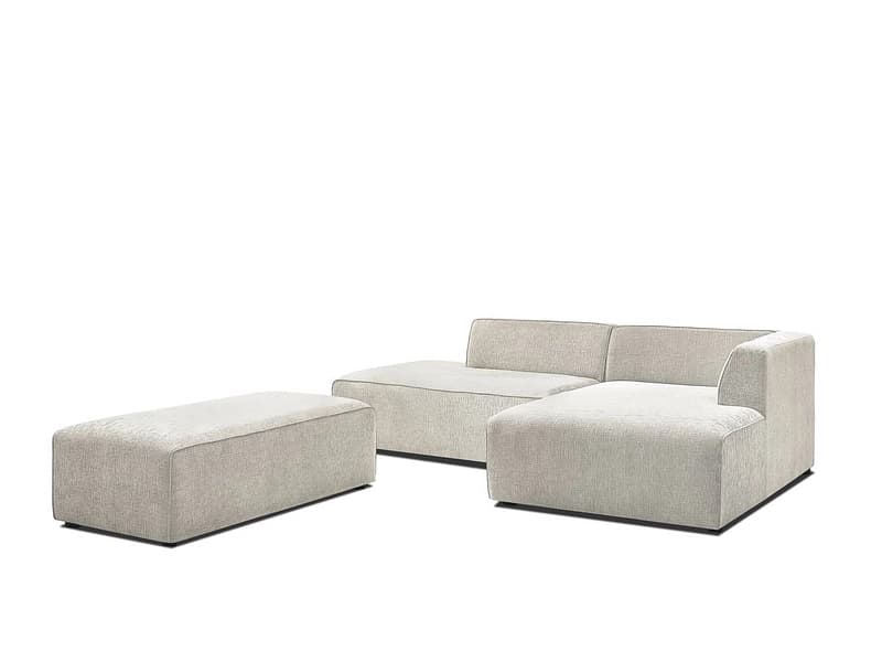 Sofa mit Hocker BOBOCHIC MEGEVE Stoff mit Textur beige