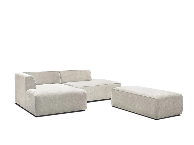 Sofa mit Hocker BOBOCHIC MEGEVE Stoff mit Textur beige