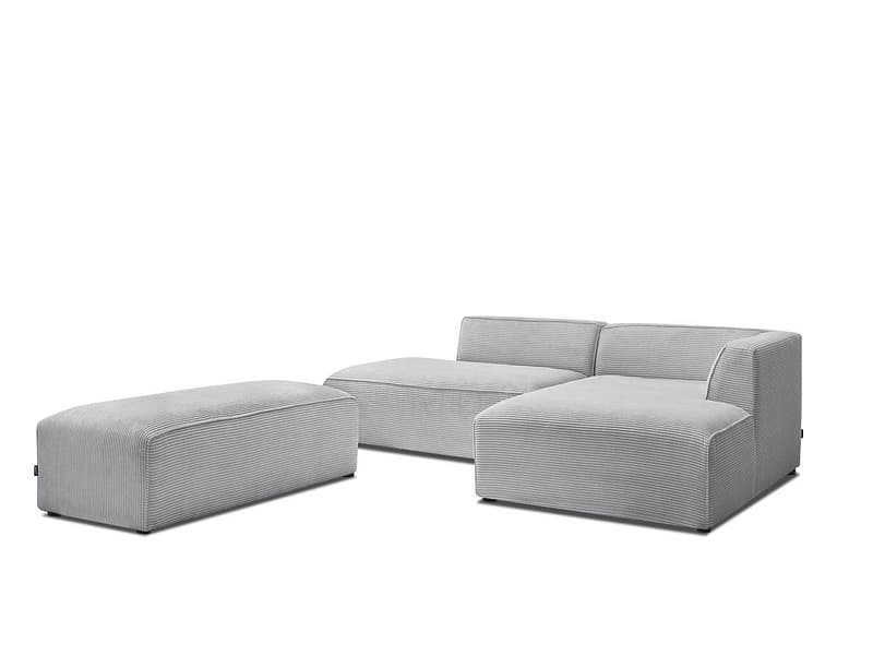 Ecksofa BOBOCHIC MEGEVE Cord-Stoff hellgrau