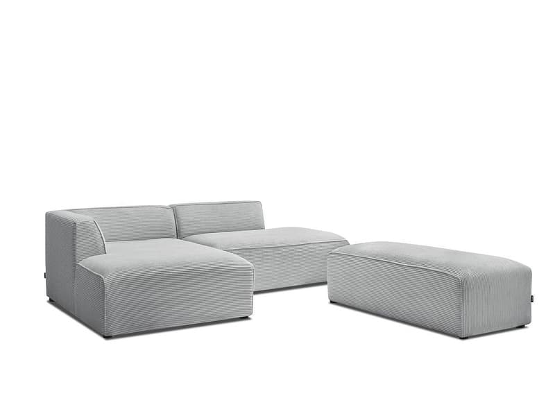 Ecksofa BOBOCHIC MEGEVE Cord-Stoff hellgrau
