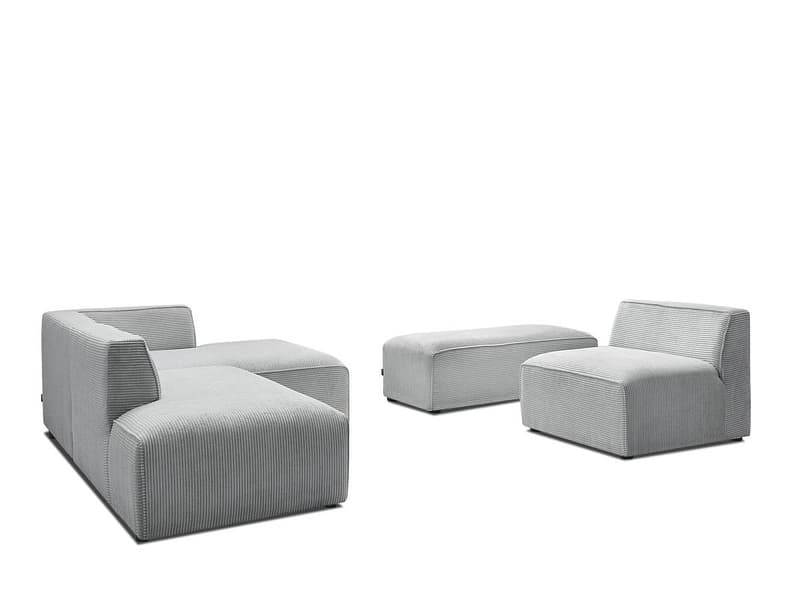 Ecksofa BOBOCHIC MEGEVE Cord-Stoff hellgrau