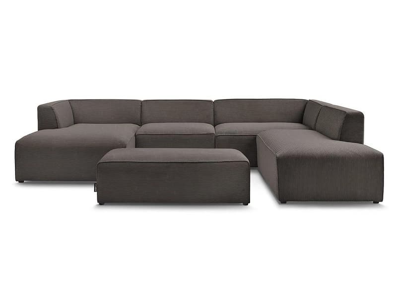 Ecksofa mit Hocker BOBOCHIC MEGEVE Cord-Stoff rotbraun