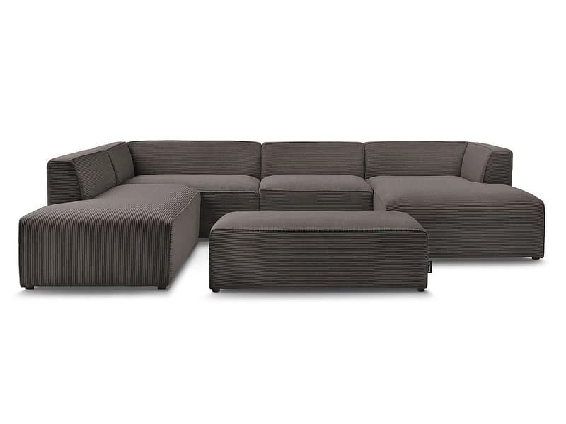 Ecksofa mit Hocker BOBOCHIC MEGEVE Cord-Stoff rotbraun